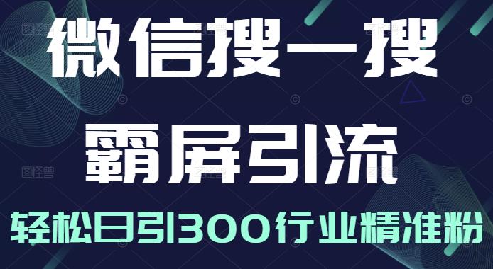 微信搜一搜霸屏引流课，打造被动精准引流系统，轻松日引300行业精准粉【无水印】-瑞创网