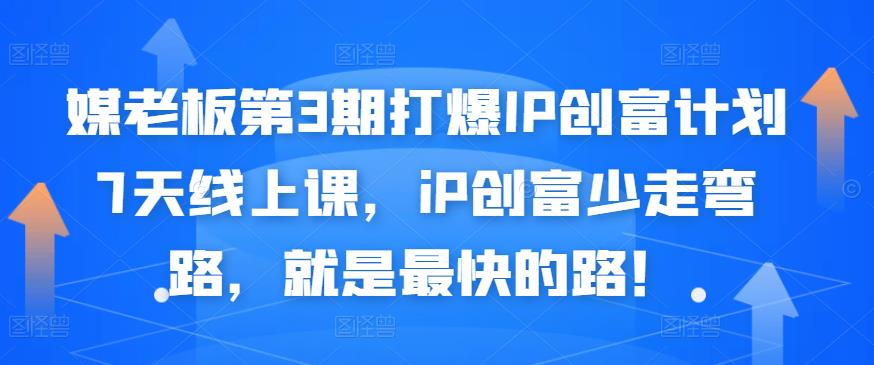 媒老板第3期打爆IP创富计划7天线上课，iP创富少走弯路，就是最快的路！-瑞创网