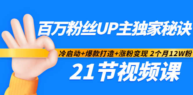 百万粉丝UP主独家秘诀：冷启动 爆款打造 涨粉变现2个月12W粉（21节视频课)-瑞创网