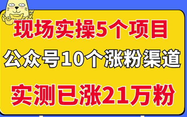 现场实操5个公众号项目，10个涨粉渠道，实测已涨21万粉！-瑞创网