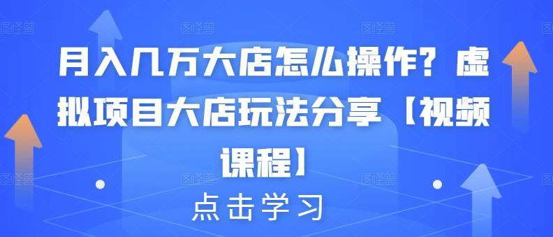 月入几万大店怎么操作？虚拟项目大店玩法分享【视频课程】-瑞创网