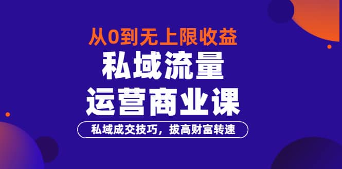 从0到无上限收益的《私域流量运营商业课》私域成交技巧，拔高财富转速-瑞创网