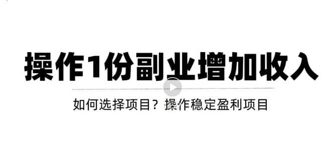 新手如何通过操作副业增加收入，从项目选择到玩法分享！【视频教程】-瑞创网