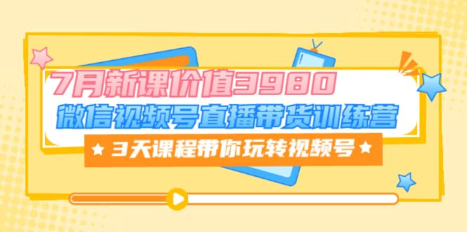 微信视频号直播带货训练营，3天课程带你玩转视频号：7月新课价值3980-瑞创网