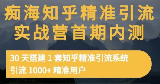 痴海知乎精准引流实战营1-2期，30天搭建1套知乎精准引流系统，引流1000 精准用户-瑞创网