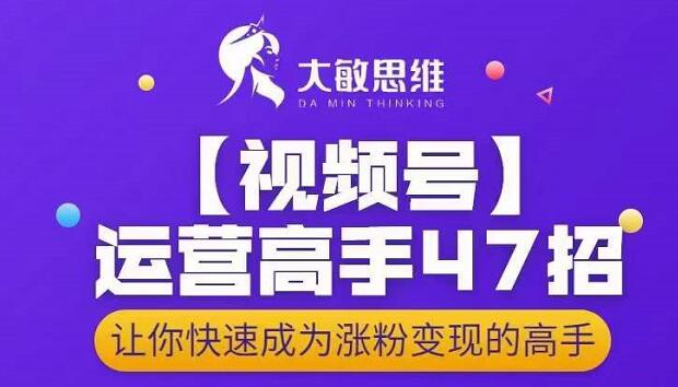 大敏思维-视频号运营高手47招，让你快速成为涨粉变现高手-瑞创网