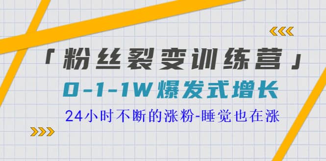 「粉丝裂变训练营」0-1-1w爆发式增长，24小时不断的涨粉-睡觉也在涨-16节课-瑞创网