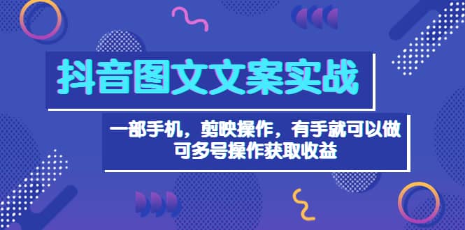 抖音图文毒文案实战：一部手机 剪映操作 有手就能做，单号日入几十 可多号-瑞创网