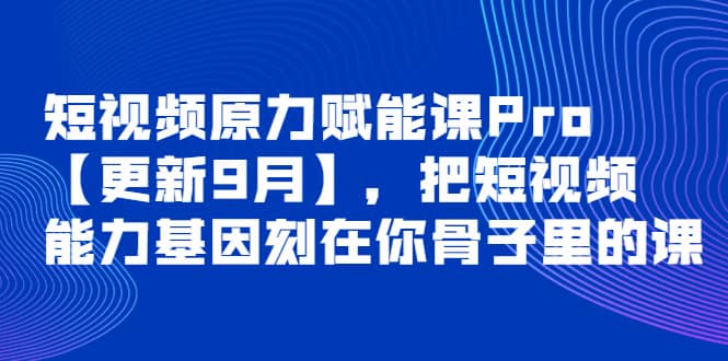 短视频原力赋能课Pro【更新9月】，把短视频能力基因刻在你骨子里的课-瑞创网