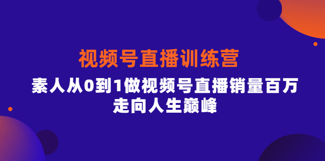 视频号直播训练营，素人从0到1做视频号直播销量百万，走向人生巅峰-瑞创网