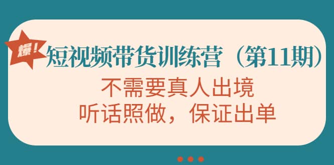 短视频带货训练营（第11期），不需要真人出境，听话照做，保证出单-瑞创网