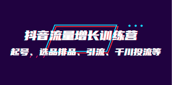 月销1.6亿实操团队·抖音流量增长训练营：起号、选品排品、引流 千川投流等-瑞创网