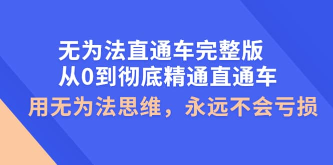 无为法直通车完整版：从0到彻底精通直通车，用无为法思维，永远不会亏损-瑞创网