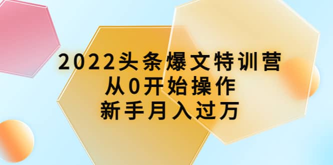 2022头条爆文特训营：从0开始操作，新手月入过万（16节课时）-瑞创网