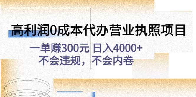 高利润0成本代办营业执照项目：不会违规，不会内卷-瑞创网