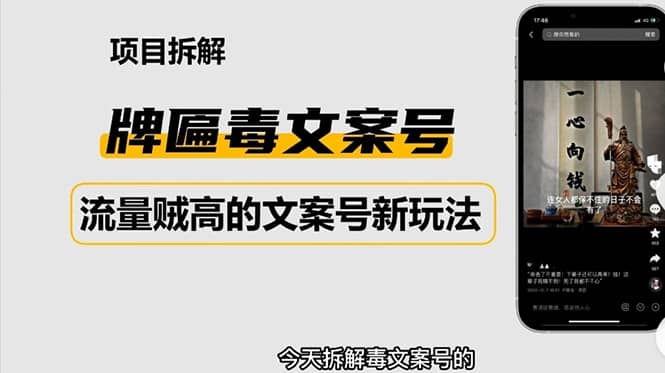 2023抖音快手毒文案新玩法，牌匾文案号，起号快易变现-瑞创网