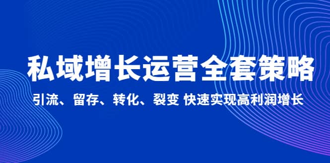 私域增长运营全套策略：引流、留存、转化、裂变 快速实现高利润增长-瑞创网