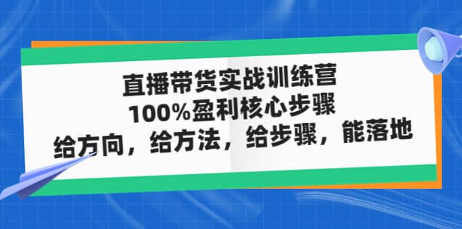 直播带货实战训练营：100%盈利核心步骤，给方向，给方法，给步骤，能落地-瑞创网