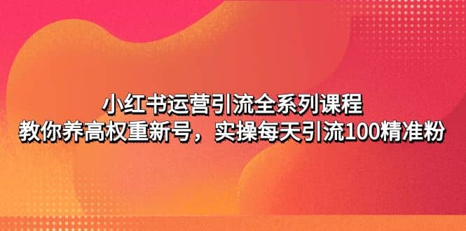 小红书运营引流全系列课程：教你养高权重新号-瑞创网