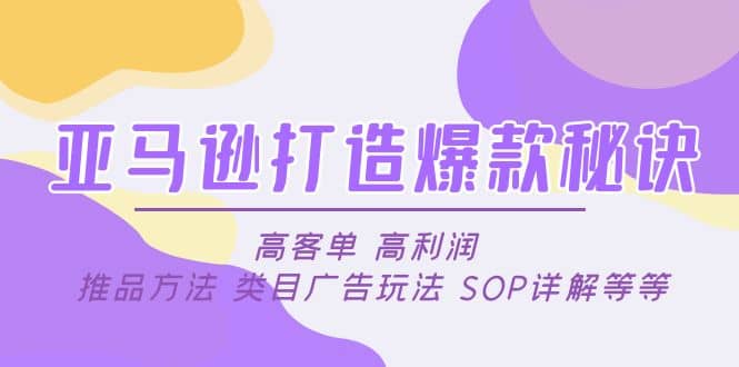 亚马逊打造爆款秘诀：高客单 高利润 推品方法 类目广告玩法 SOP详解等等-瑞创网