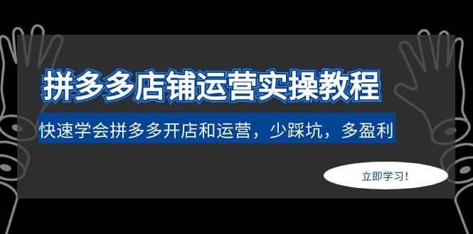 拼多多店铺运营实操教程：快速学会拼多多开店和运营，少踩坑，多盈利-瑞创网