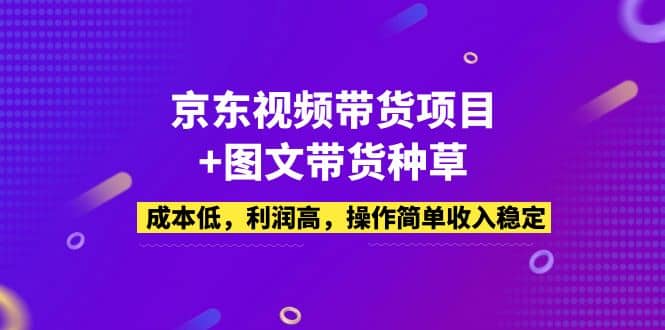 京东视频带货项目 图文带货种草，成本低，利润高，操作简单收入稳定-瑞创网