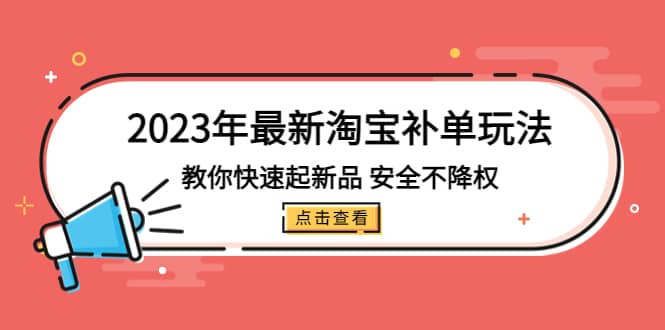 2023年最新淘宝补单玩法，教你快速起·新品，安全·不降权（18课时）-瑞创网