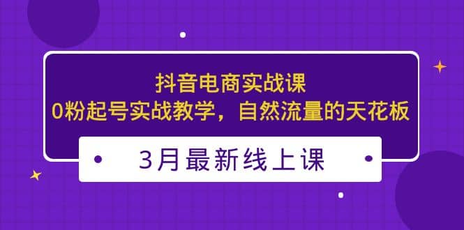 3月最新抖音电商实战课：0粉起号实战教学，自然流量的天花板-瑞创网