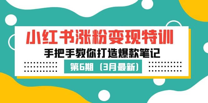 小红书涨粉变现特训·第6期，手把手教你打造爆款笔记（3月新课）-瑞创网