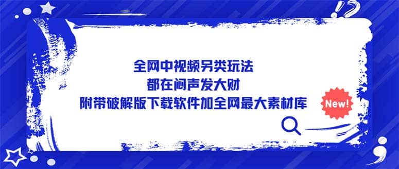 全网中视频另类玩法，都在闷声发大财，附带下载软件加全网最大素材库-瑞创网