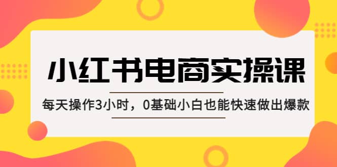 小红书·电商实操课：每天操作3小时，0基础小白也能快速做出爆款-瑞创网