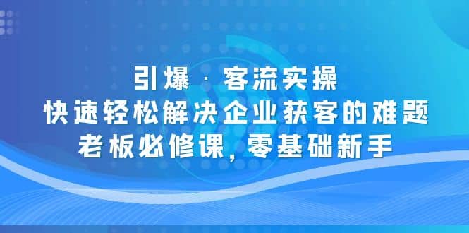 引爆·客流实操：快速轻松解决企业获客的难题，老板必修课，零基础新手-瑞创网