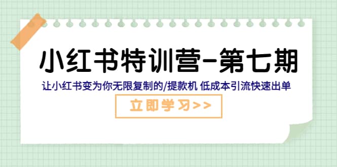 小红书特训营-第七期 让小红书变为你无限复制的/提款机 低成本引流快速出单-瑞创网