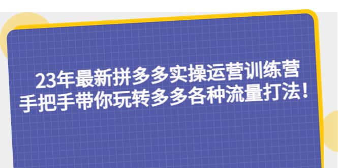 23年最新拼多多实操运营训练营：手把手带你玩转多多各种流量打法！-瑞创网