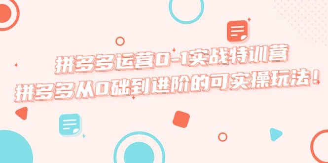 拼多多运营0-1实战特训营，拼多多从0础到进阶的可实操玩法-瑞创网