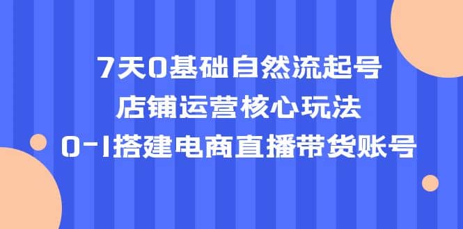 7天0基础自然流起号，店铺运营核心玩法，0-1搭建电商直播带货账号-瑞创网