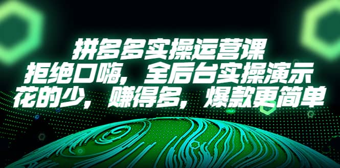 拼多多实操运营课：拒绝口嗨，全后台实操演示，花的少，赚得多，爆款更简单-瑞创网