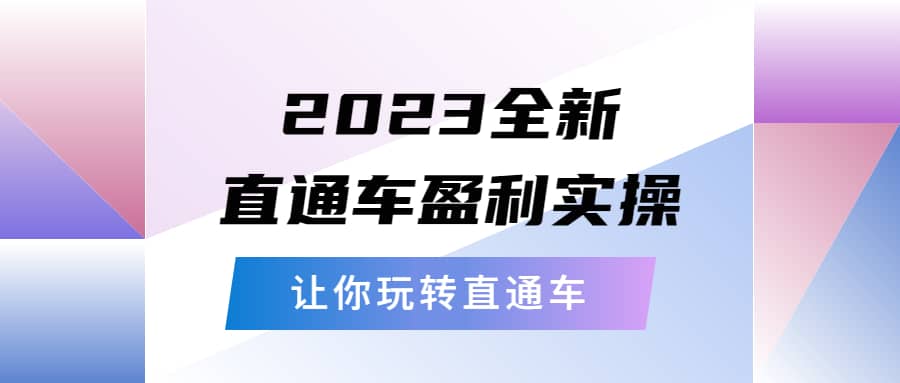 2023全新直通车·盈利实操：从底层，策略到搭建，让你玩转直通车-瑞创网