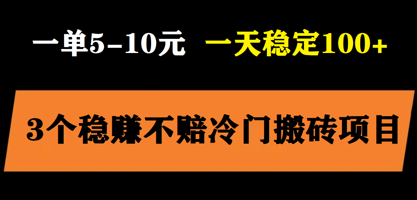 3个最新稳定的冷门搬砖项目，小白无脑照抄当日变现日入过百-瑞创网