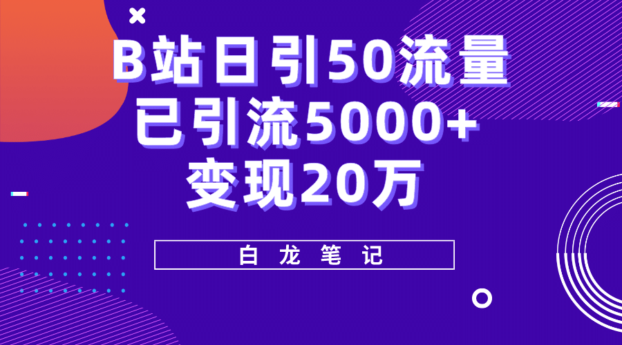 B站日引50 流量，实战已引流5000 变现20万，超级实操课程-瑞创网