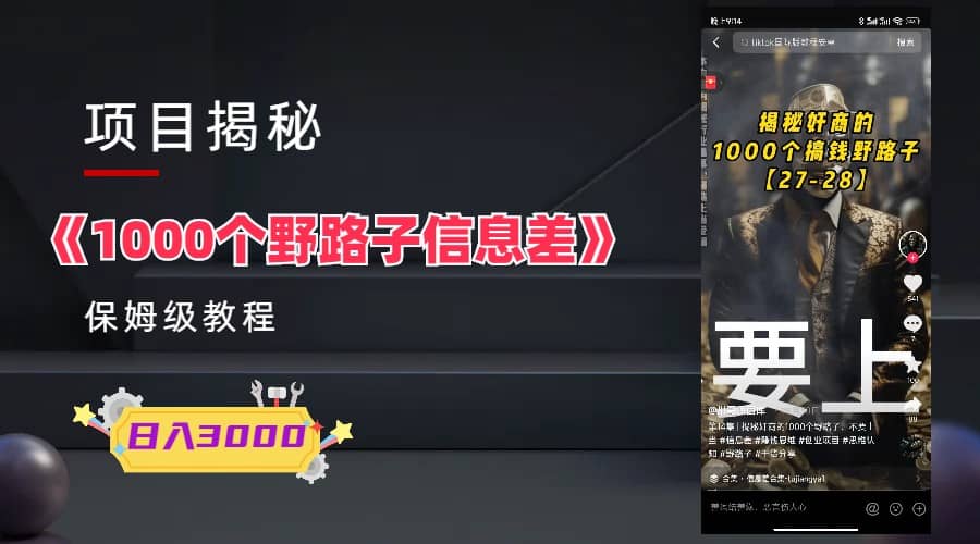 1000个野路子信息差保姆式教程-单日变现3000 的玩法解密-瑞创网