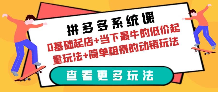 拼多多系统课：0基础起店 当下最牛的低价起量玩法 简单粗暴的动销玩法-瑞创网