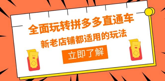 全面玩转拼多多直通车，新老店铺都适用的玩法（12节精华课）-瑞创网