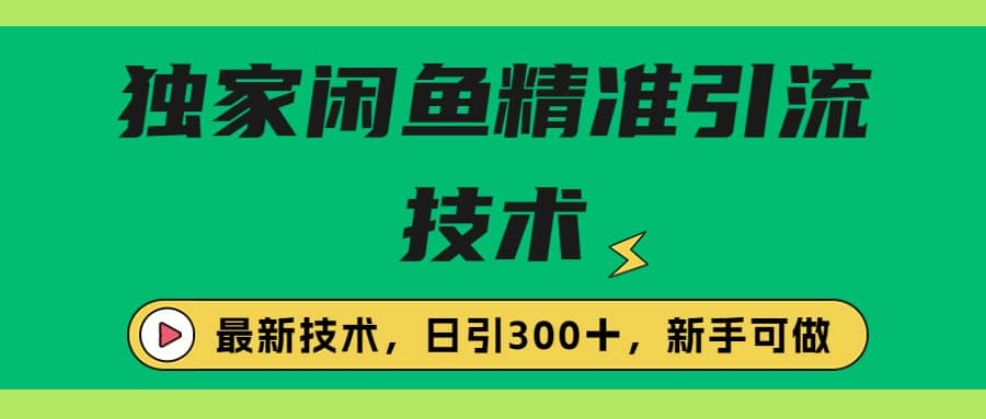 独家闲鱼引流技术，日引300＋实战玩法-瑞创网