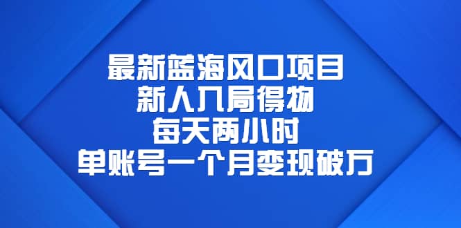 最新蓝海风口项目，新人入局得物，每天两小时，单账号一个月变现破万-瑞创网