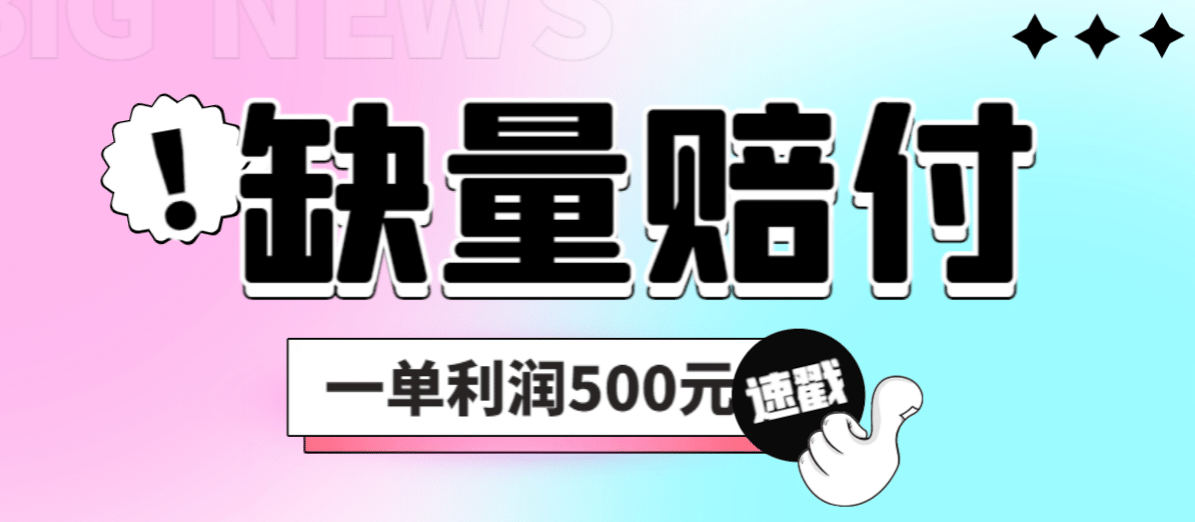 最新多平台缺量赔付玩法，简单操作一单利润500元-瑞创网