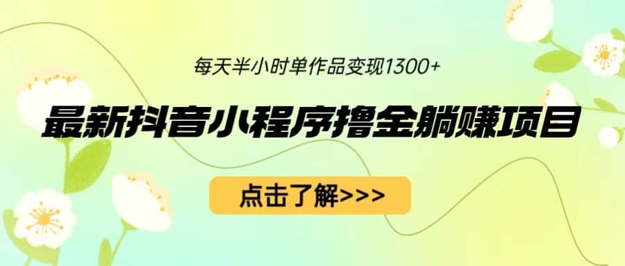 最新抖音小程序撸金躺赚项目，一部手机每天半小时，单个作品变现1300-瑞创网