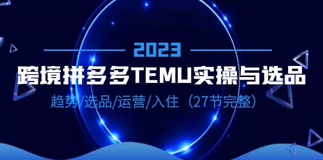 2023跨境·拼多多·TEMU实操与选品，趋势·选品·运营·入住（27节完整）-瑞创网