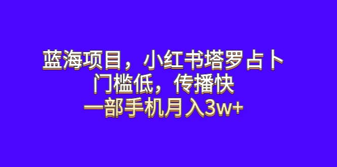 蓝海项目，小红书塔罗占卜，门槛低，传播快，一部手机月入3w-瑞创网