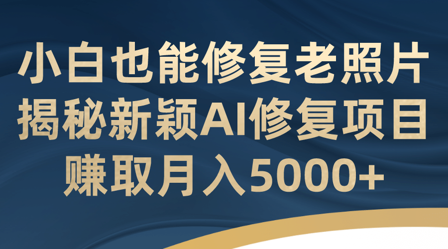 小白也能修复老照片！揭秘新颖AI修复项目，赚取月入5000-瑞创网